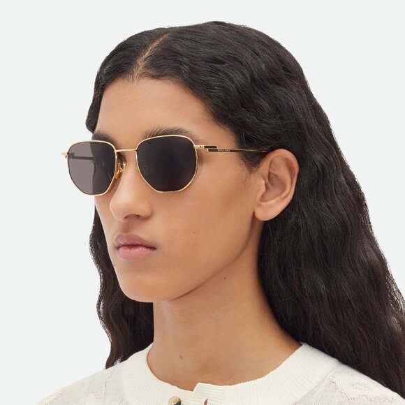 BRAND NEW Bottega Veneta BV1301S 001 Gold Grey Split Panthos Unisex Sunglasses
